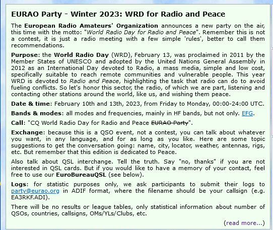 EURAO Party – Winter 2023: WRD for Radio and Peace